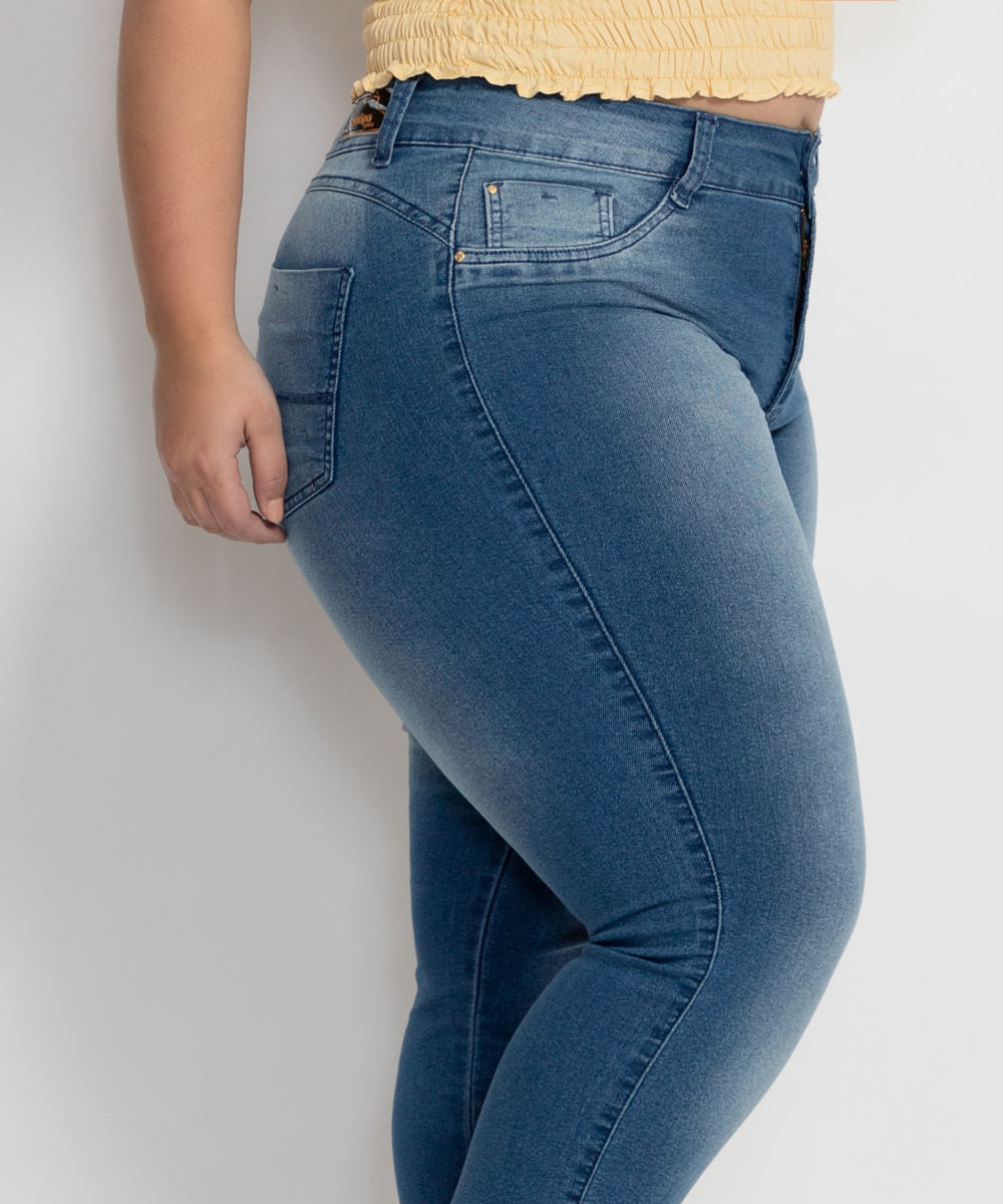 Calça Jeans Skinny Midi Detalhe na Barra Plus Size Feminina Biotipo -  Marshoes