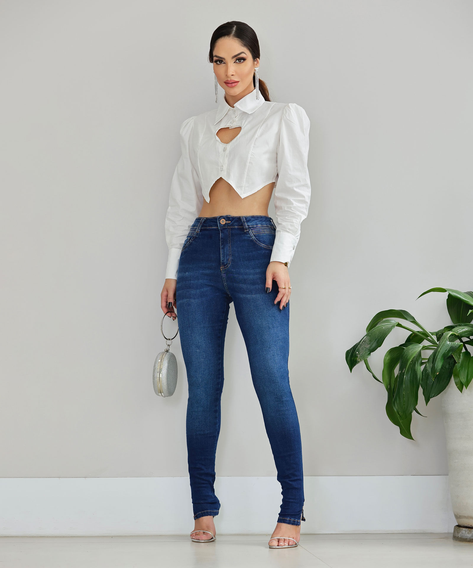 Calça Jeans Médio Skinny Feminina Bio Tipo - lojasbesni