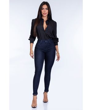 Calça Jeans Feminina Skinny Cintura Alta Preta - Atacado na 44 Goiânia.