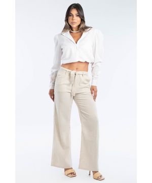 CALÇA BIOTIPO LINHO CRÚ FEMININA WIDE LEG REF.30365